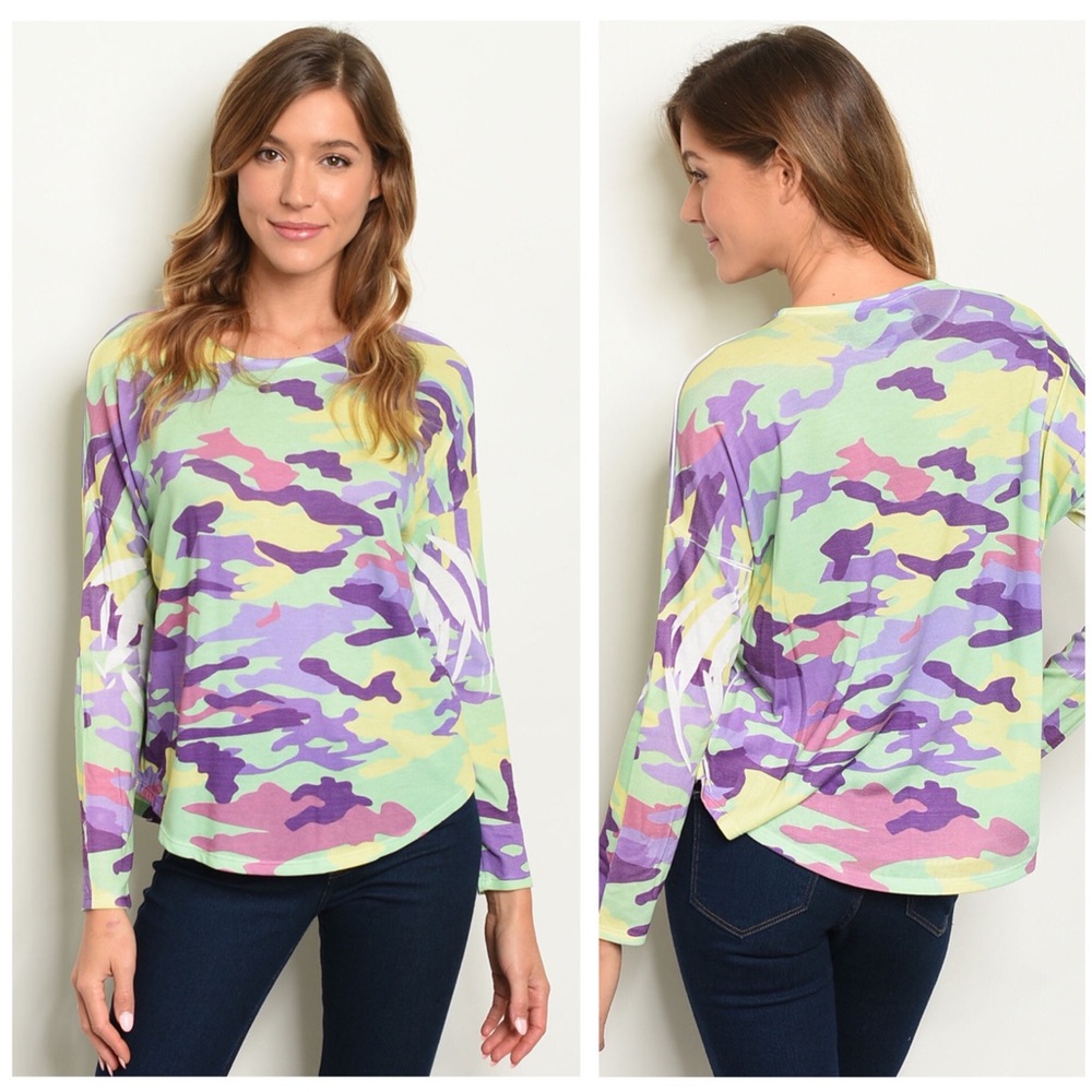 Boutique | Colorful Camo Top